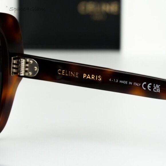 Celine Women Sunglasses Shiny Havana Smoke Grey Geometric CL40241F 53A BRAND NEW main image 4